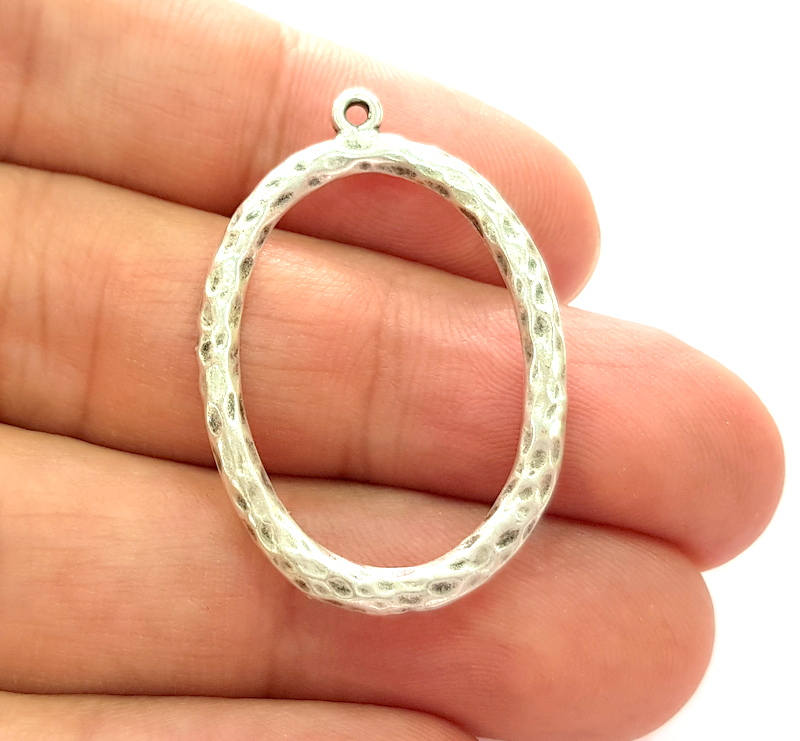 4 Silver Charms Antique Silver Plated Pendant (37x25mm) G8117