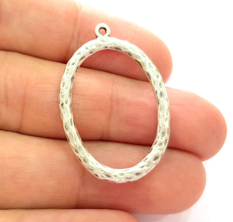 4 Silver Charms Antique Silver Plated Pendant (37x25mm) G8117