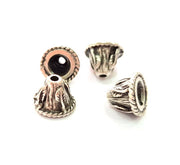 4 Antique Silver Plated Metal Cones Findings (11x8 mm) G8119