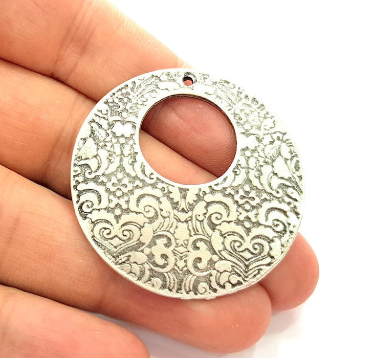 2 Silver Charms Antique Silver Plated Pendants (45mm) G8120