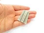 Silver Hammered Pendant Antique Silver Plated Pendants (45x33mm) G8122