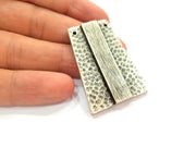 Silver Hammered Pendant Antique Silver Plated Pendants (45x33mm) G8122