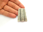 Silver Hammered Pendant Antique Silver Plated Pendants (45x33mm) G8122