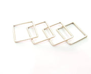 4 Silver Square Connector Pendant Antique Silver Plated Geometric Pendants (32mm) G8124