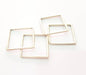 4 Silver Square Connector Pendant Antique Silver Plated Geometric Pendants (32mm) G8124