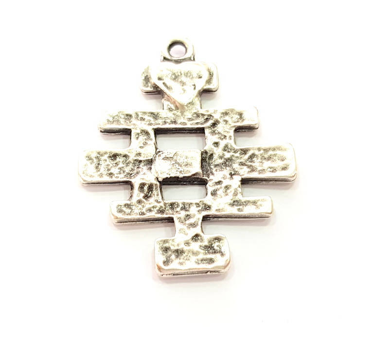 2 Silver Charms Antique Silver Plated Charms (39x32mm)  G8223