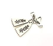 2 Silver Pendant Antique Silver Plated Pendants (46x32mm)  G8140