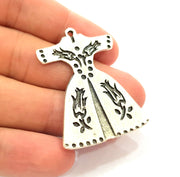 2 Silver Pendant Antique Silver Plated Pendants (46x32mm)  G8140