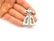 2 Silver Pendant Antique Silver Plated Pendants (46x32mm)  G8140