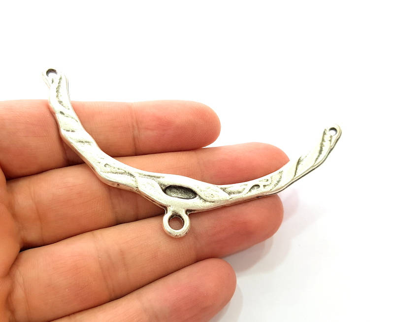 Antique Silver Plated Large Pendants (95x18mm) Antique Silver Plated Metal  G6114