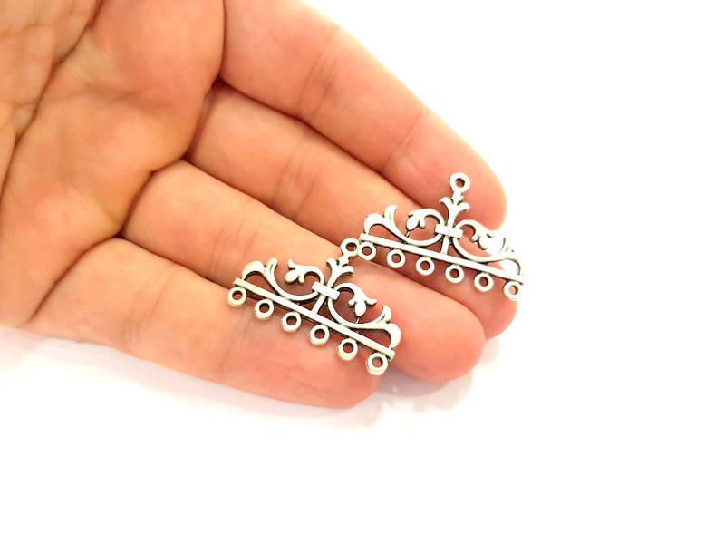 4 End Bar Antique Silver Plated Metal Findings (32x22mm) G8146