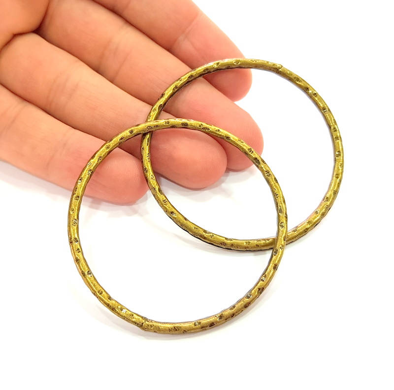 2 Antique Bronze Large Circle Connector Pendant (58mm) G8148