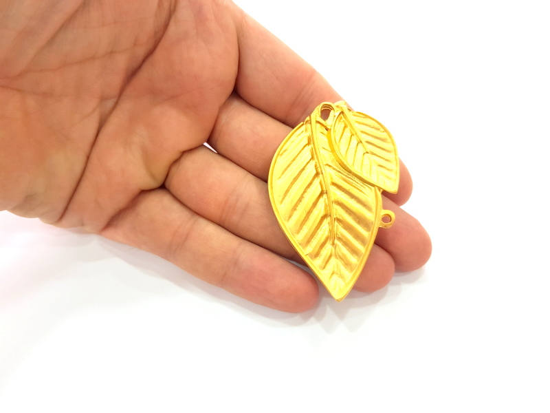 Gold Leaf Pendant Gold Plated Pendant (63x40mm)  G8149