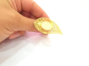 Gold Ring Blank Ring Settings Ring Bezel Base Cabochon Mountings Adjustable  (20mm blank ) Gold Plated Brass G8150