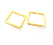 2 Gold Square Connector Pendant Gold Plated Circle (22mm) G8151