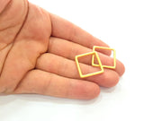 2 Gold Square Connector Pendant Gold Plated Circle (22mm) G8151