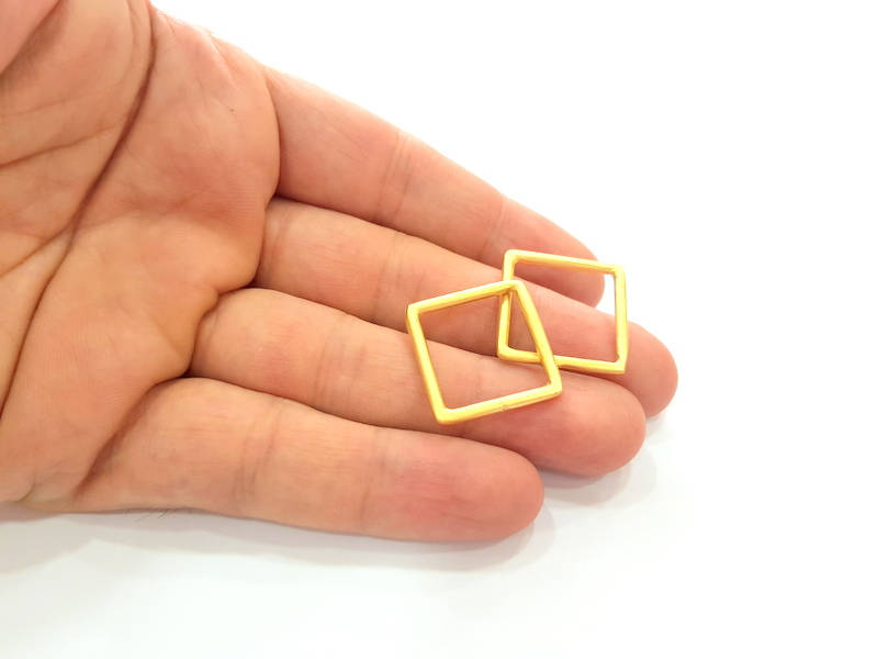 2 Gold Square Connector Pendant Gold Plated Circle (22mm) G8151