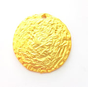 2 Gold Hammered Charms Gold Plated Charms (31mm)  G8152