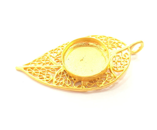 Gold Pendant Blank Base Setting Necklace Blank Resin Blank Mountings Gold Plated Brass ( 20mm blank ) G8153