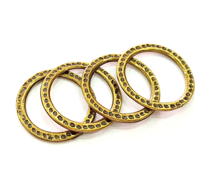 4 Antique Bronze Circle Connector Pendant (29mm) G8176