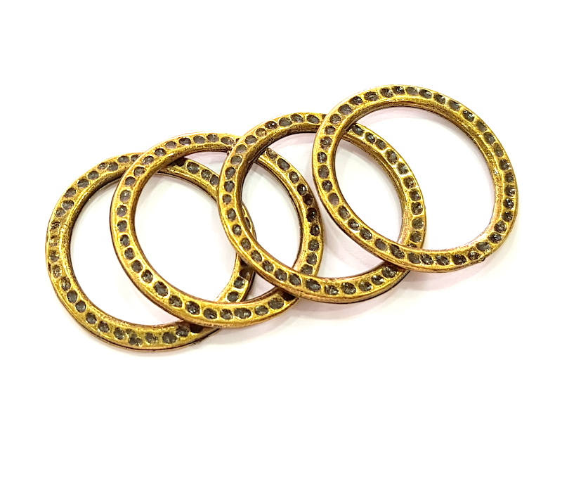 4 Antique Bronze Circle Connector Pendant (29mm) G8176