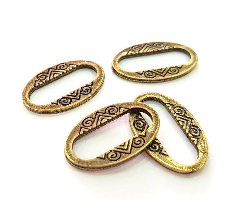 10 Antique Bronze Circle Connector Pendant (20x13mm) G8177