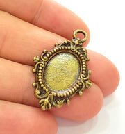 2 Antique Bronze Pendant Antique Bronze Pendant Blank (38x24mm) G8179