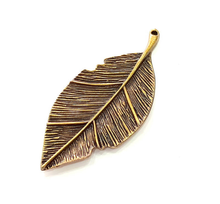 Antique Bronze Leaf Pendant (78x33mm) G8183