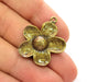 4 Antique Bronze Flower Pendant (25mm) G8189