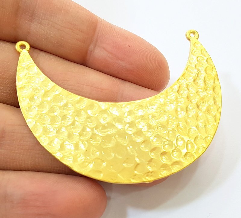 Hammered Moon Pendant Matt Gold Pendant (61x22mm)  G7569