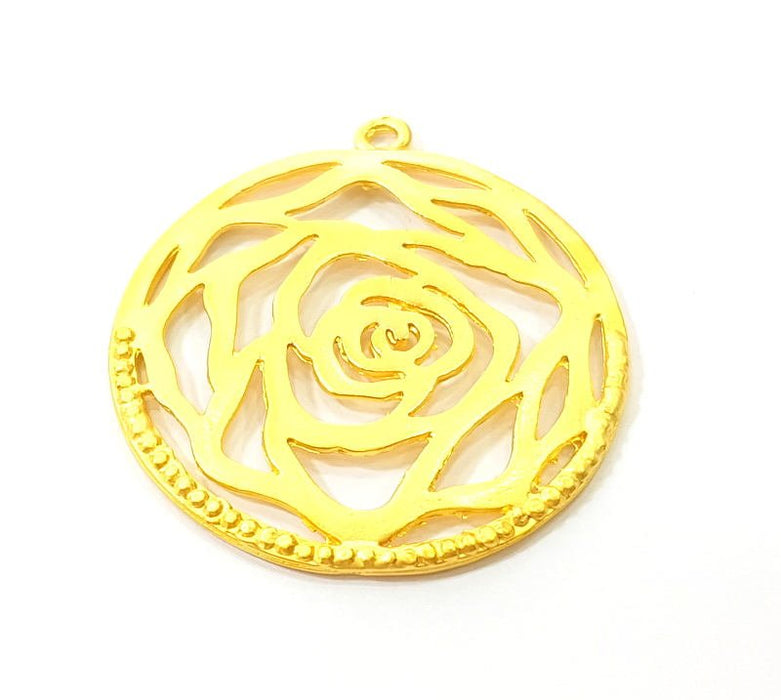 Gold Flower Pendant Gold Plated Pendant (41mm)  G7570