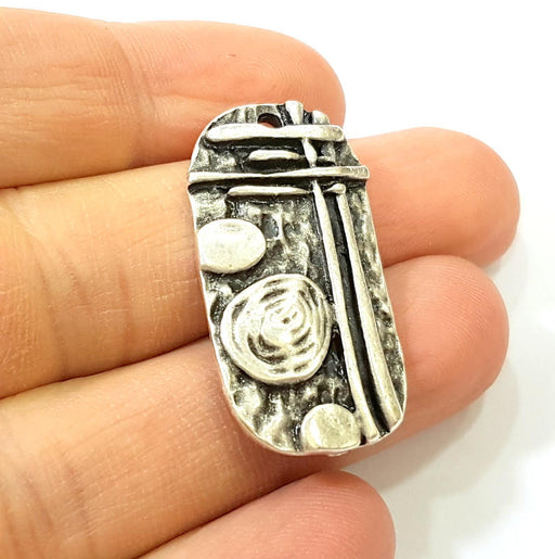 Silver Pendant Antique Silver Plated Pendants (35x18mm)  G7571