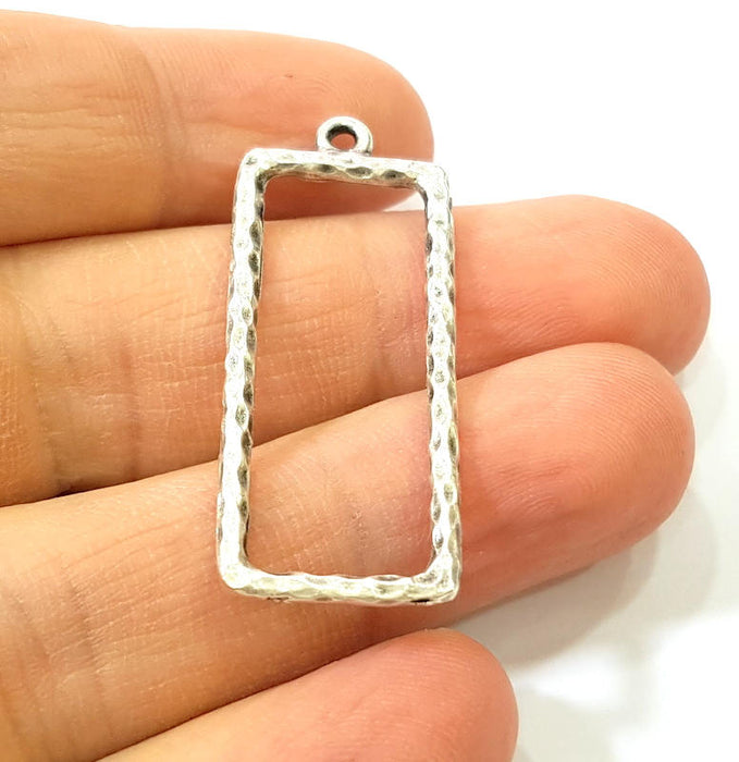 Silver Rectangle Charms Antique Silver Plated Rectangle Charms (42x16mm)  G7574