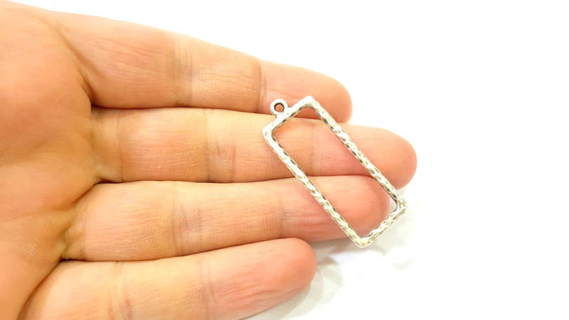 Silver Rectangle Charms Antique Silver Plated Rectangle Charms (42x16mm) G7574