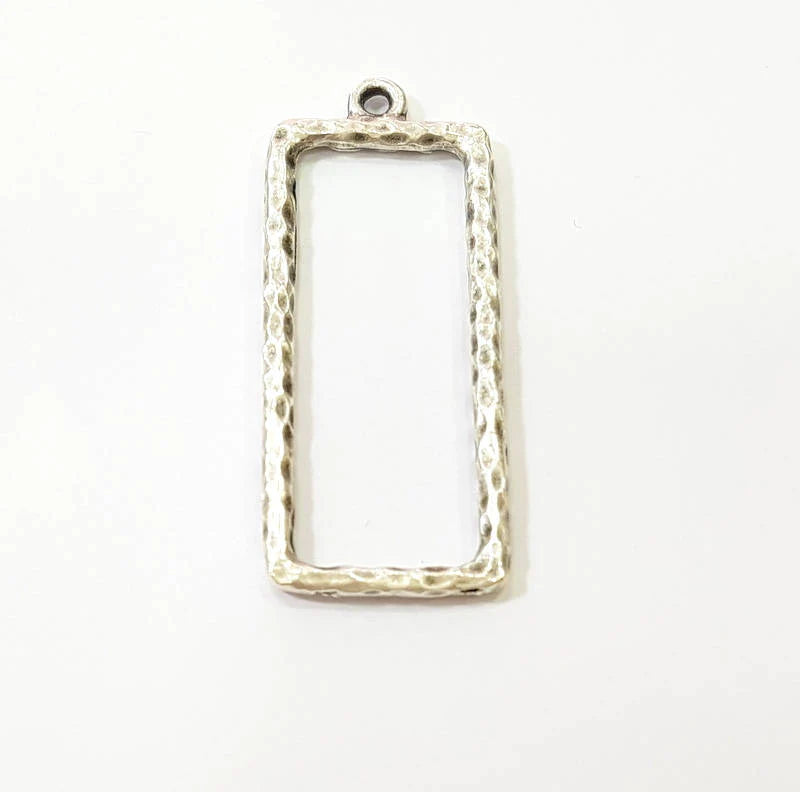 Silver Rectangle Charms Antique Silver Plated Rectangle Charms (42x16mm) G7574