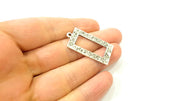 Silver Hammered Rectangle Charms Antique Silver Plated Rectangle Charms (37x17mm)  G7575