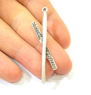 4 Silver Charms Antique Silver Plated Charm (50x3mm) G7577