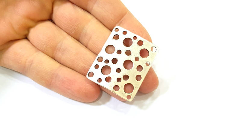 Silver Pendant Connector Antique Silver Plated Pendant (36x30mm) G7580