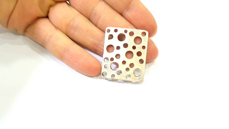 Silver Pendant Connector Antique Silver Plated Pendant (36x30mm) G7580