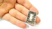 Silver Tribal Pendant Charms Antique Silver Plated Rectangle Charms (32x21mm)  G7584