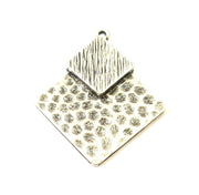 Silver Hammered Triangle Pendant Antique Silver Plated Pendants (41x34mm)  G7585