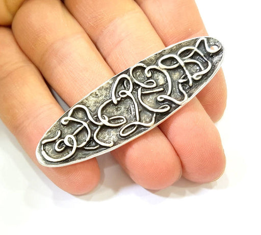 Silver Pendant Antique Silver Plated Pendants (63x20mm)  G7588