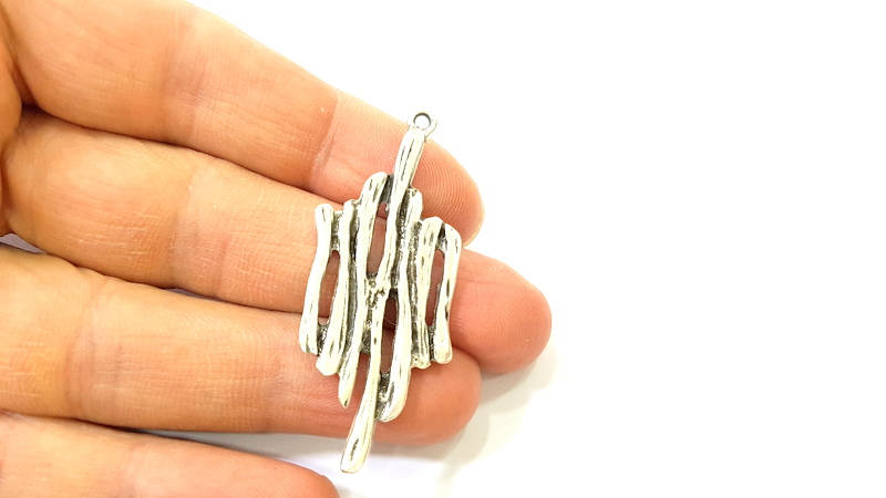 Silver Stick Charms Antique Silver Plated Stick Charm (53x20mm) G7589