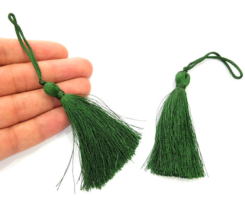 2 Dark Green Tassel (78 mm - 3 inches) G8201
