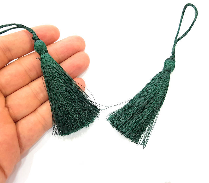2 Dark Water Green Tassel (78 mm - 3 inches) G8202