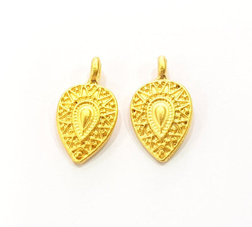 2 Gold Drop Charms Gold Plated Charms  (19x11mm)  G8210