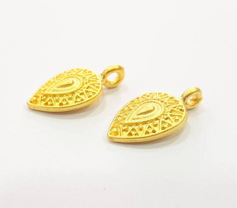 2 Gold Drop Charms Gold Plated Charms  (19x11mm)  G8210