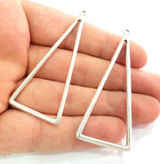 10 Antique Silver Plated Geometric Triangle Pendants (65x25mm) Antique Silver Plated Metal  G6094