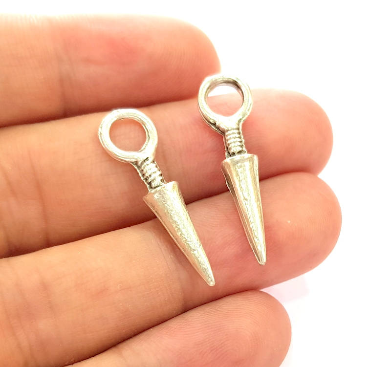 8 Silver Charms Antique Silver Plated Charms (30x8 mm) G13817