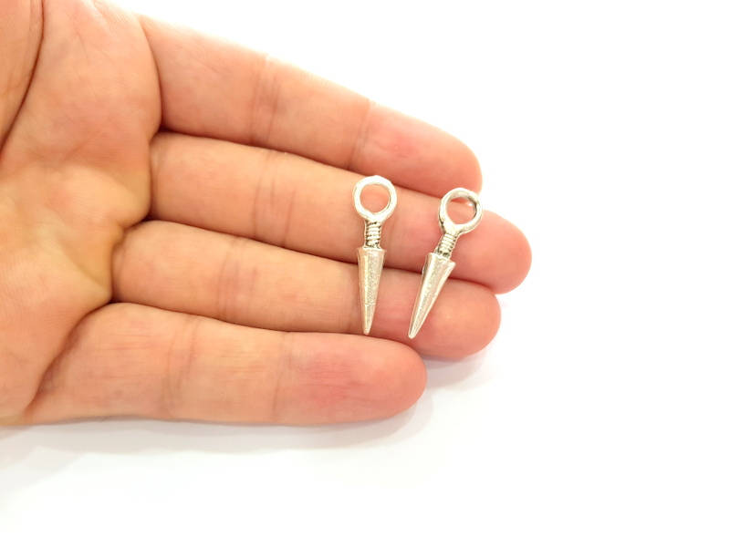 8 Silver Charms Antique Silver Plated Charms (30x8 mm) G13817